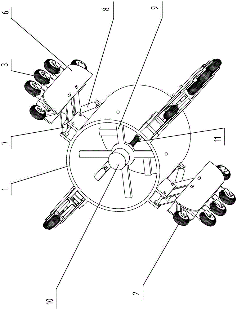 Adaptive diameter pipeline robot walking device