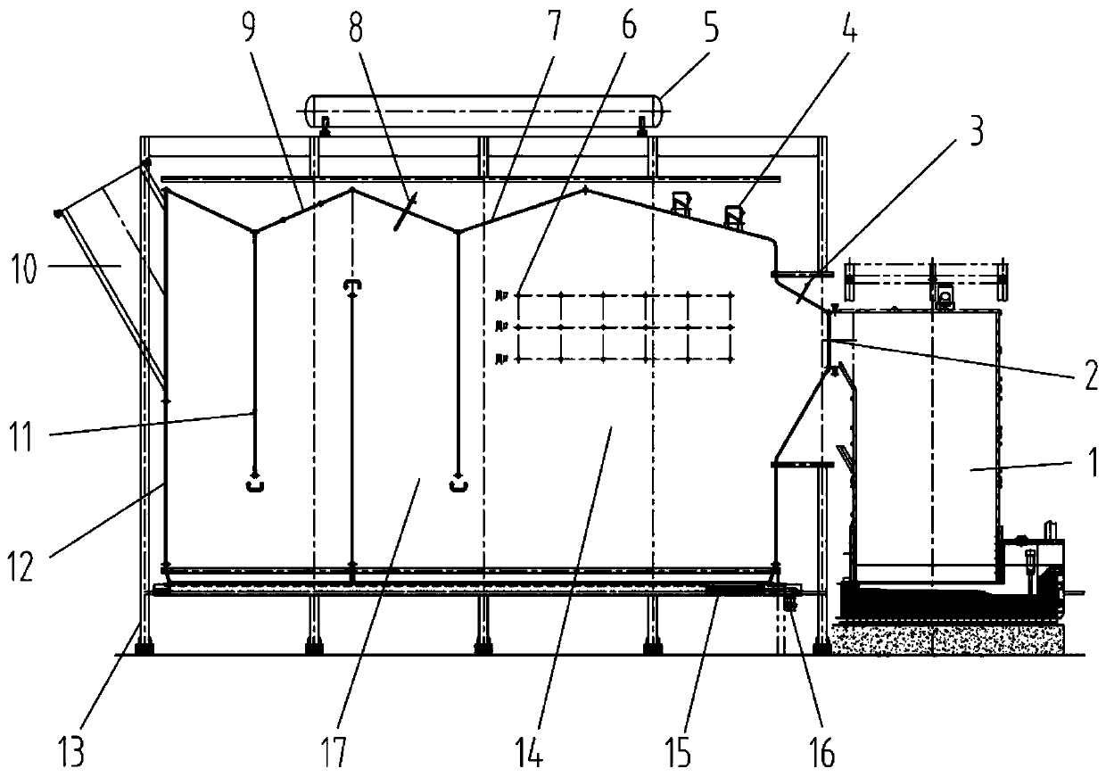 High-temperature smoke third-incineration and waste heat utilization all-in-one device for SRL furnace