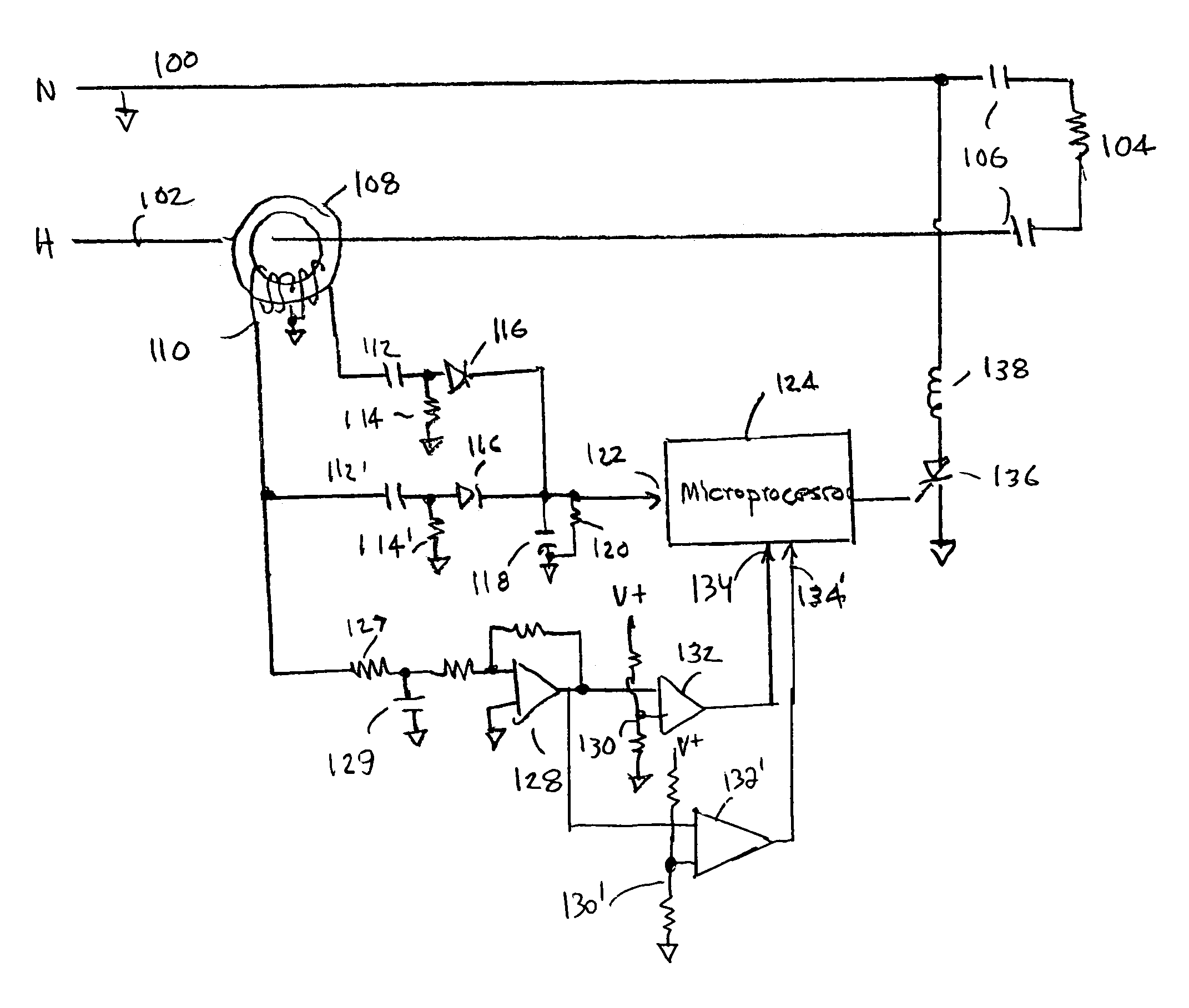 Arc fault circuit detector having two arc fault detection levels