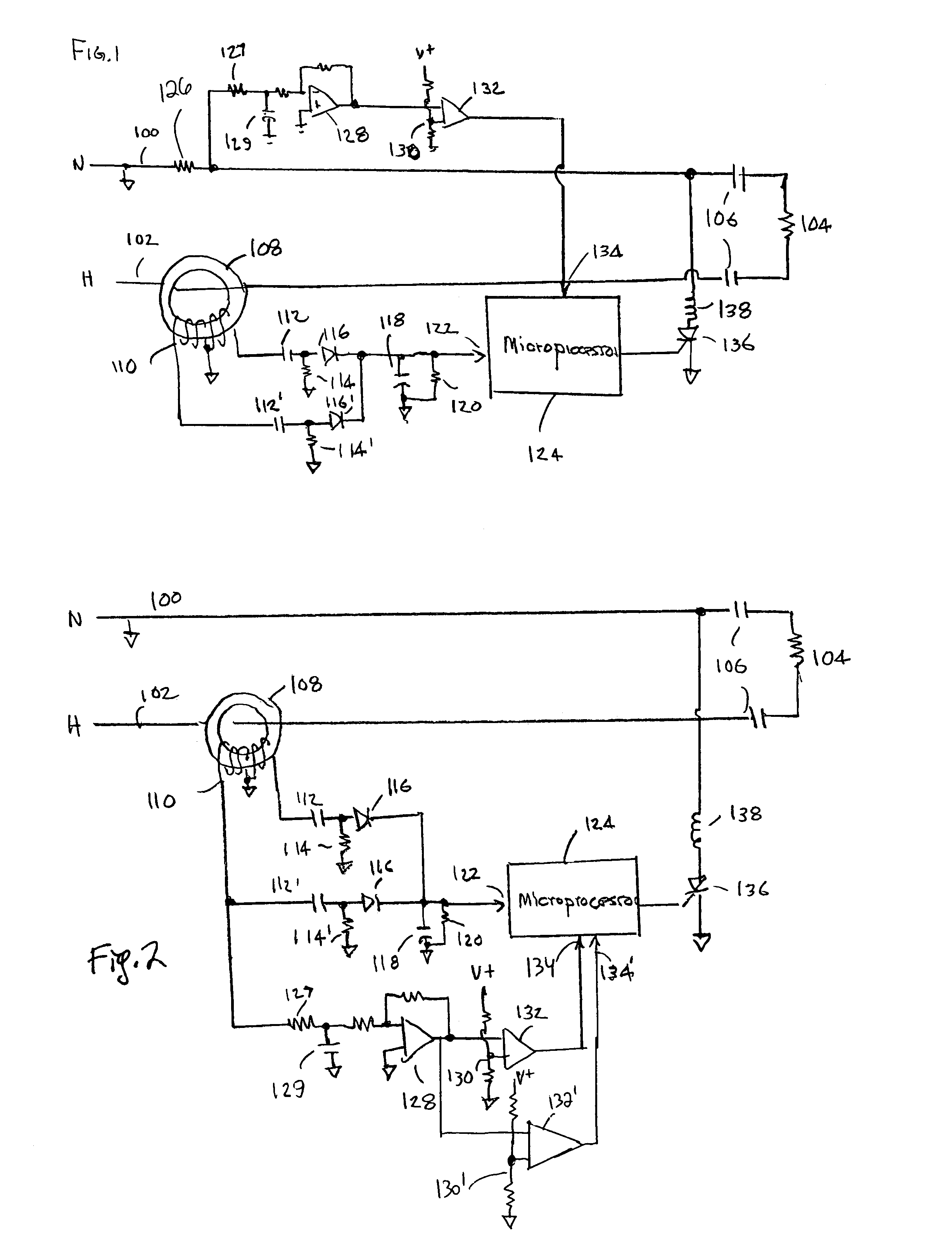 Arc fault circuit detector having two arc fault detection levels