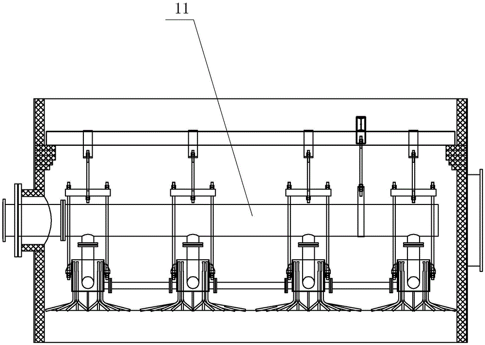 Beam structure for installing tube and groove type sulfuric acid distributing device