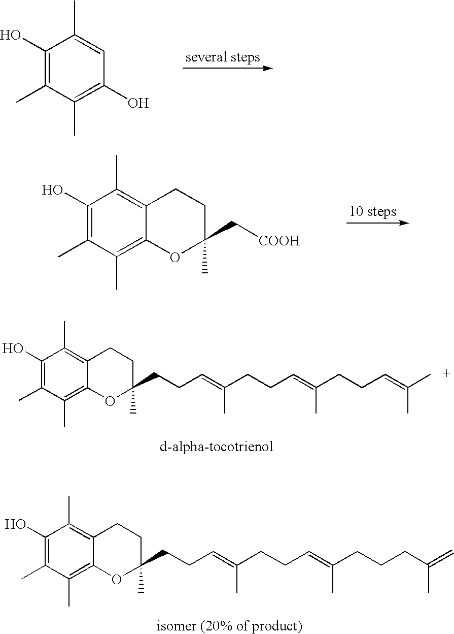 Process for synthesizing d-tocotrienols from 2-vinylchromane compound