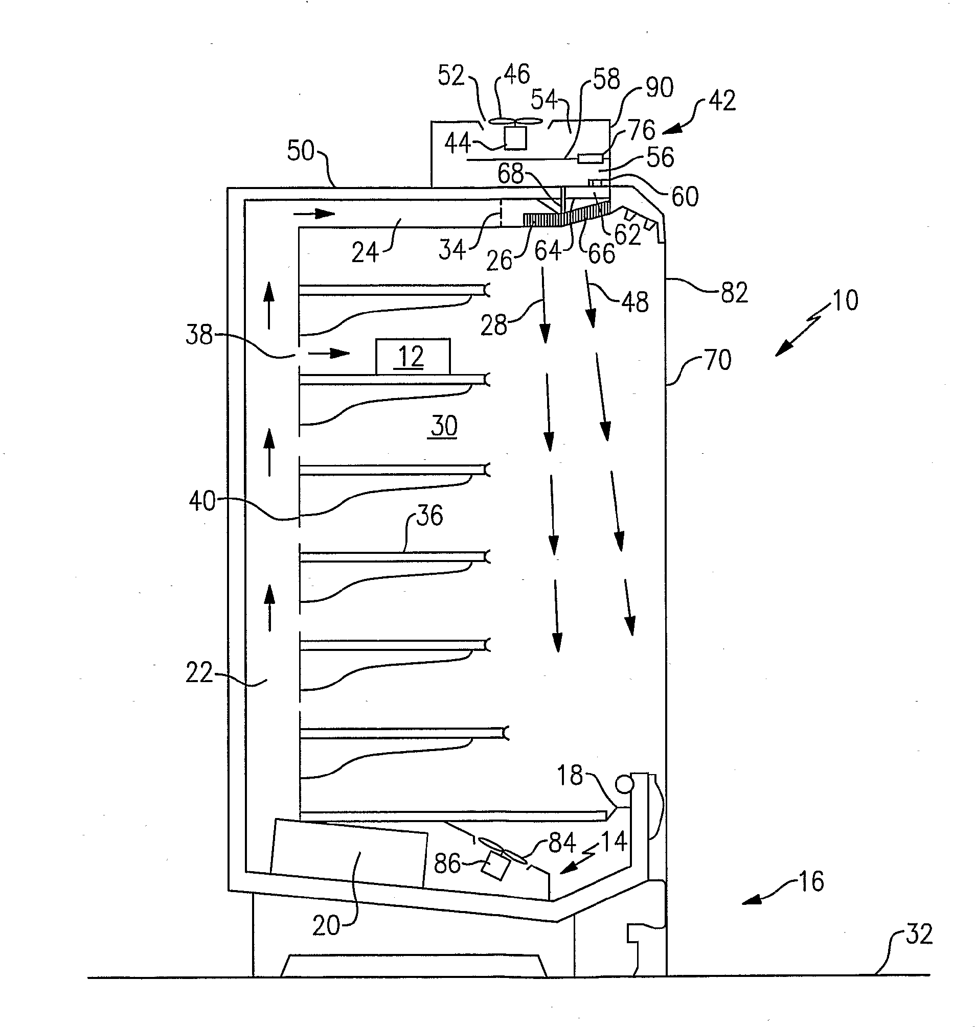 Secondary airflow distribution for a display case