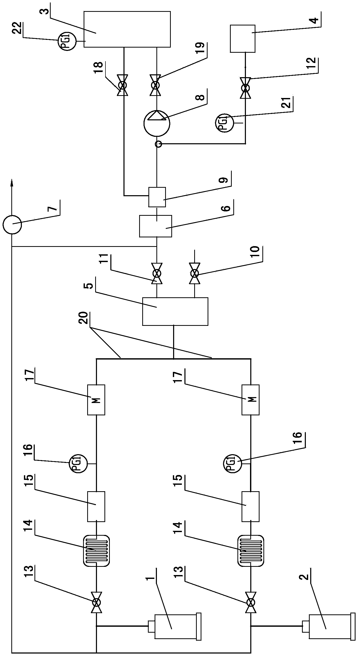 Low temperature mixed insulating gas supplementing device