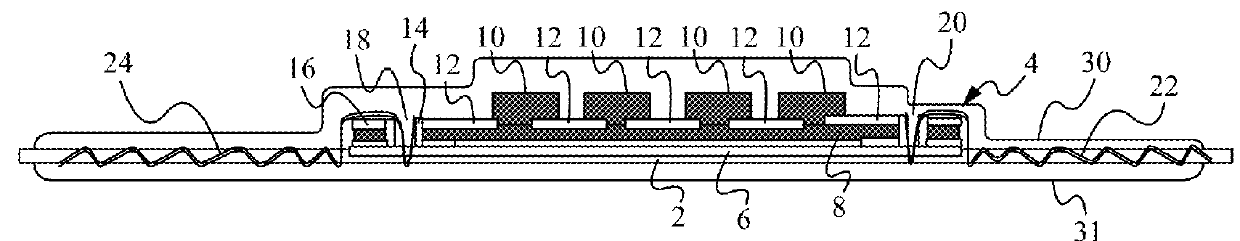 Method of attaching electronic module on fabrics by stitching plated through holes