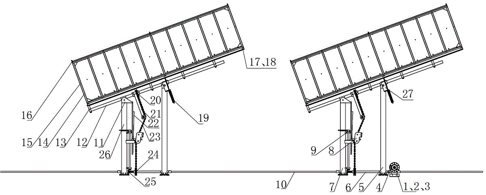 Solar-tracking interconnecting dual-column robot