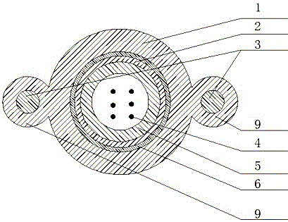 Optical cable with external symmetrical reinforcements