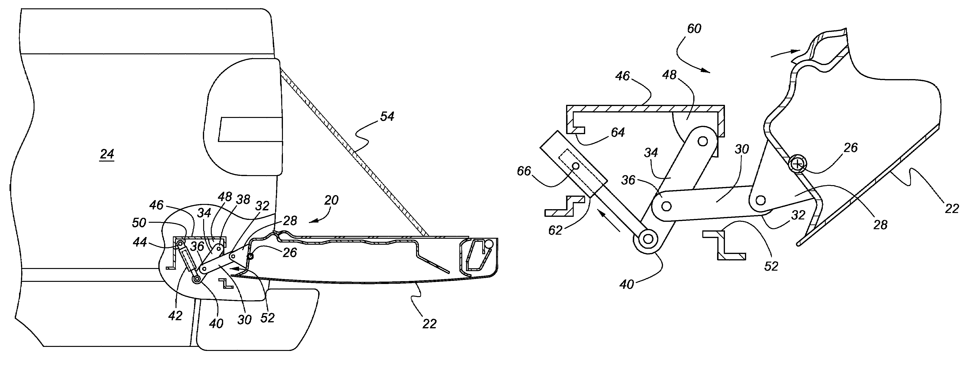 Vehicle tailgate movement assist mechanism using four bar linkage and strut