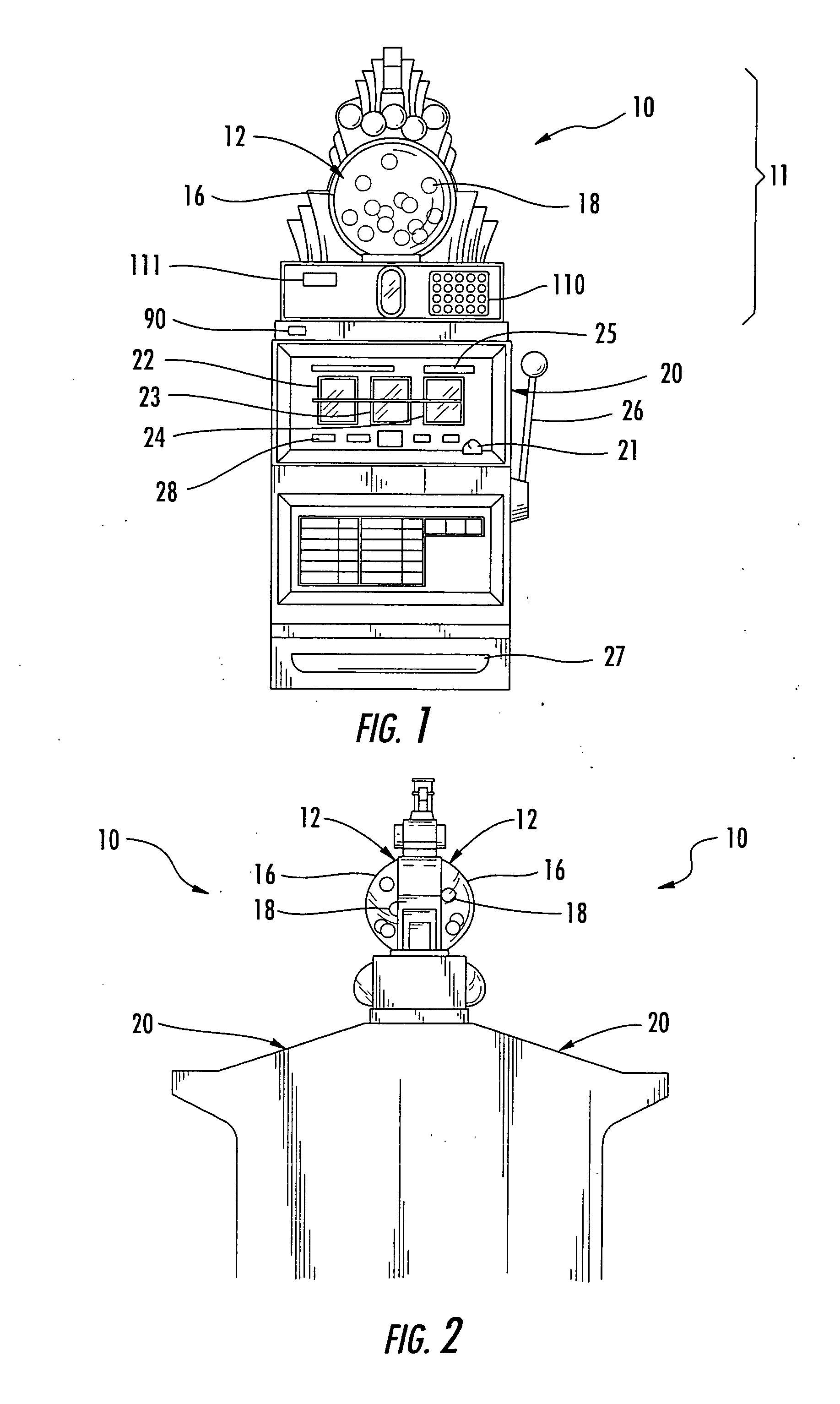 Gaming machine with action unit container