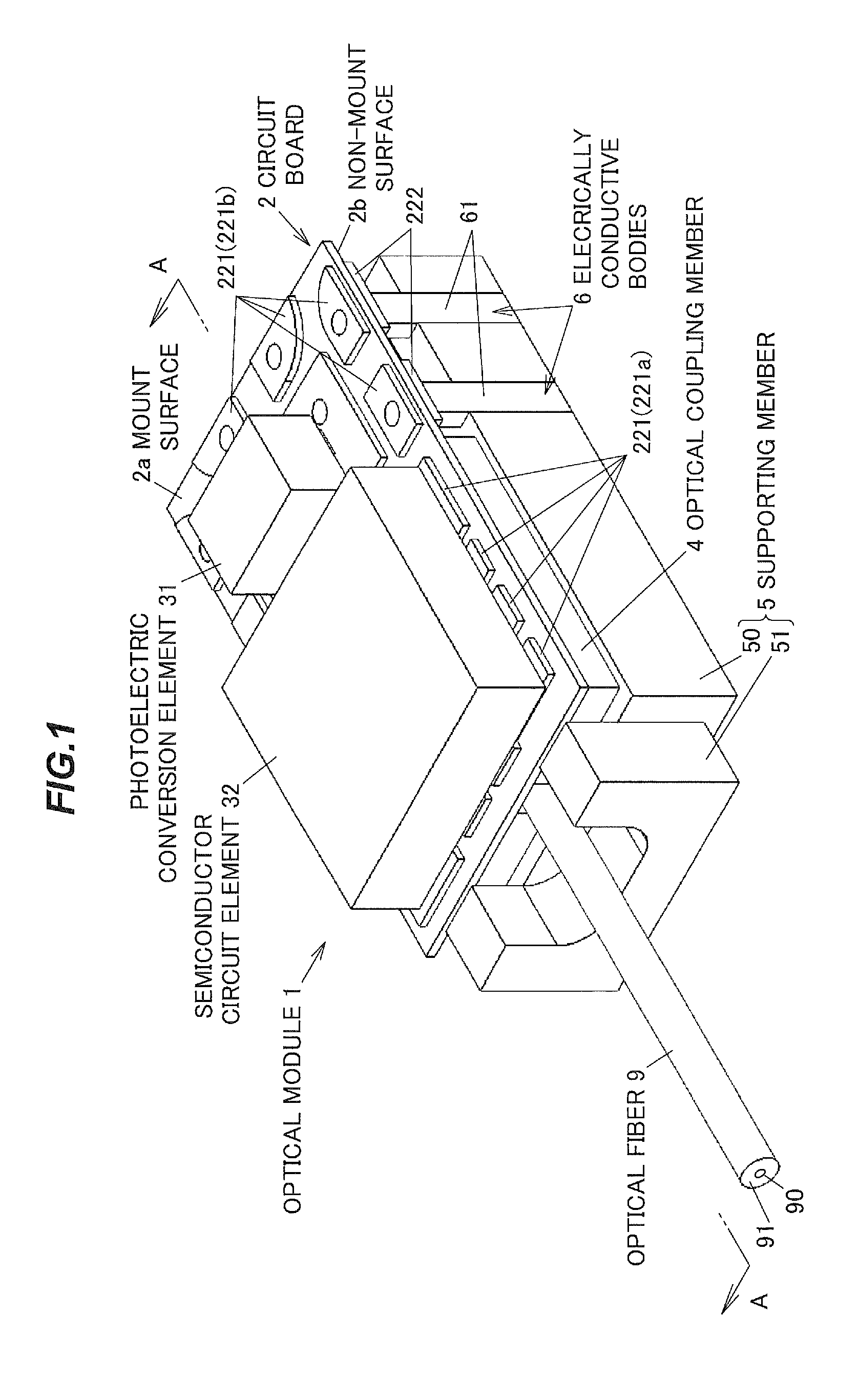 Optical module including photoelectric conversion element and optical coupling member