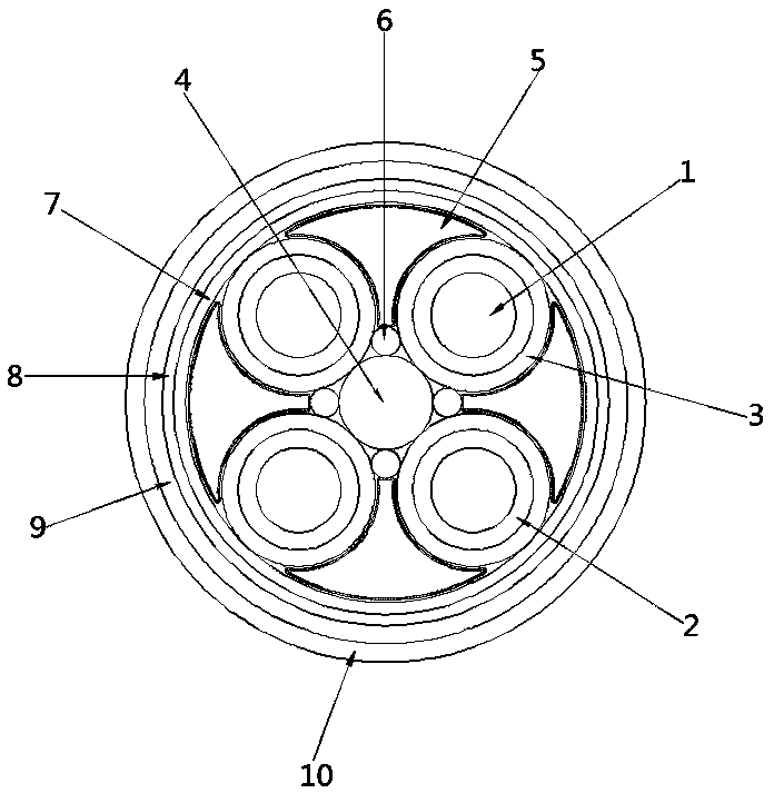 Low-smoke halogen-free flame-retardant coaxial cable with polyethylene insulating polyolefin sheath