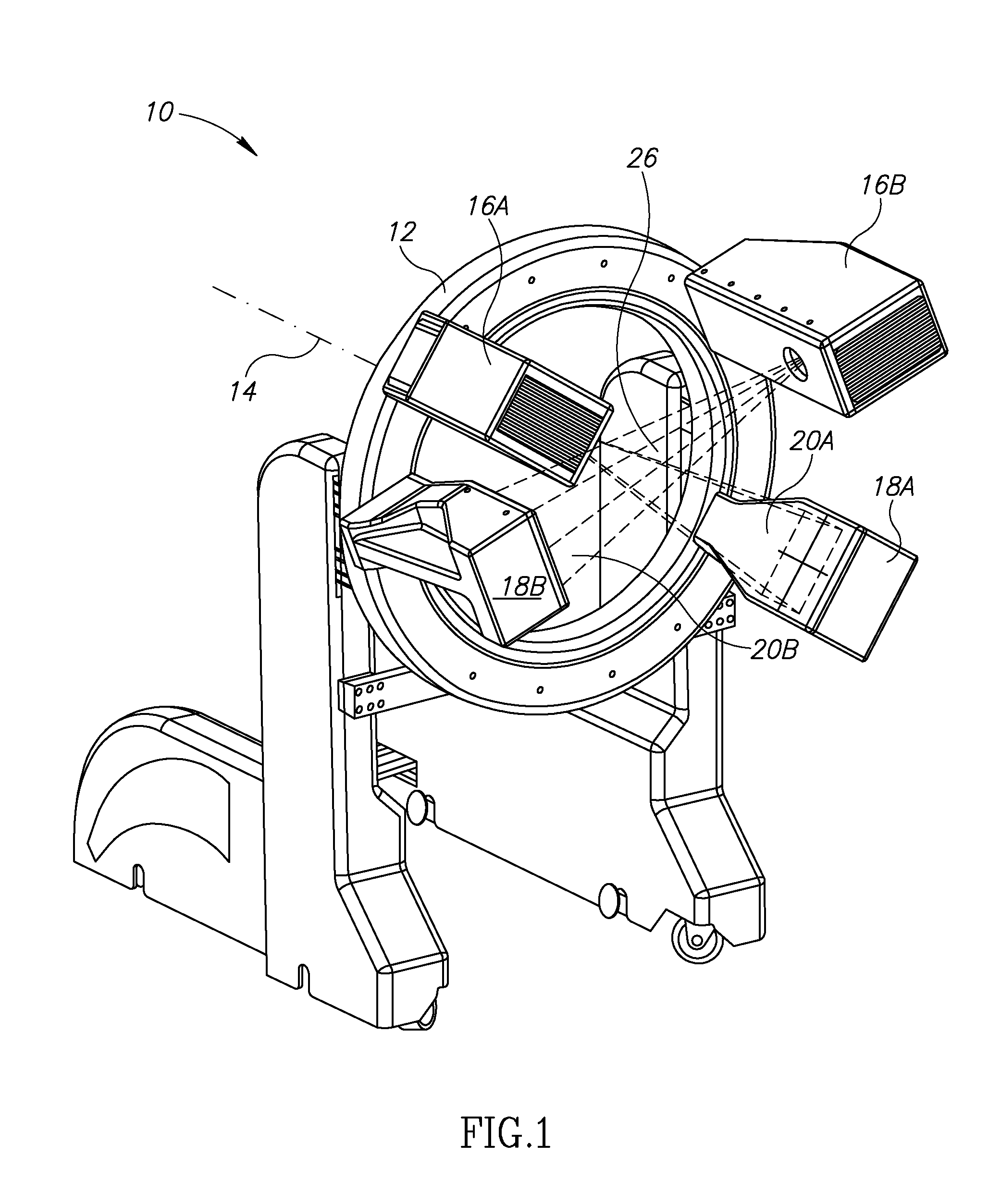 Ct scanning system with interlapping beams