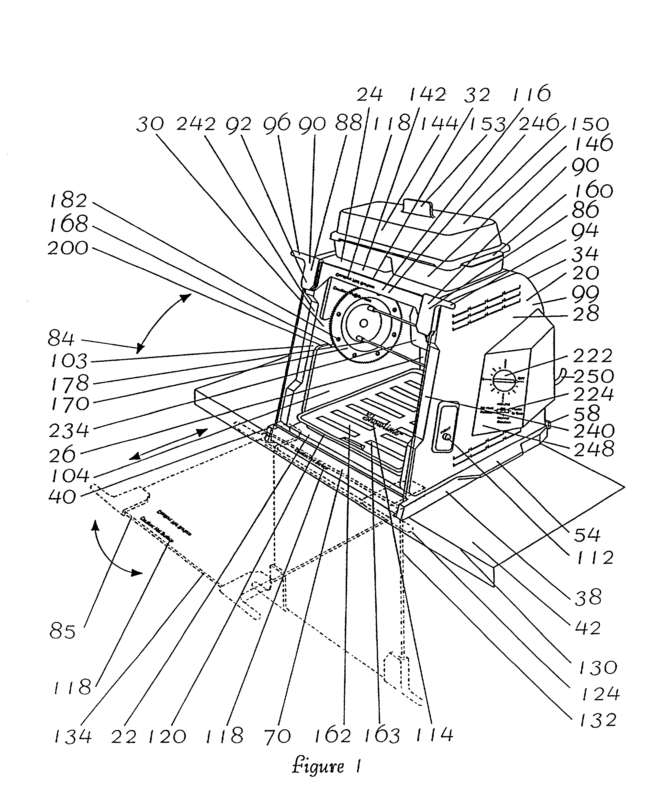 Horizontal spit rotisserie cooking device