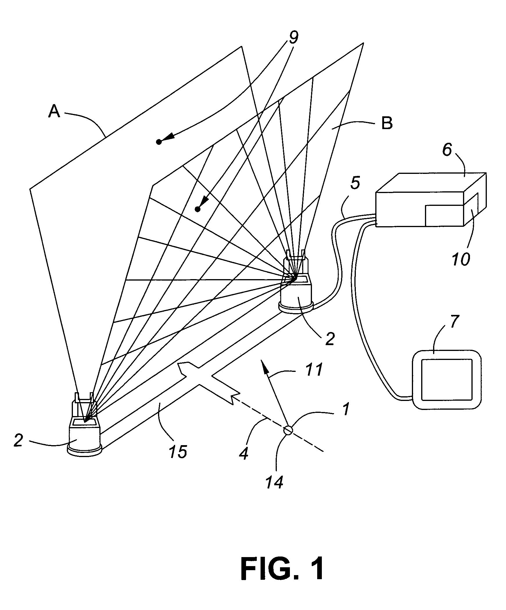 Method and apparatus for locating the trajectory of an object in motion