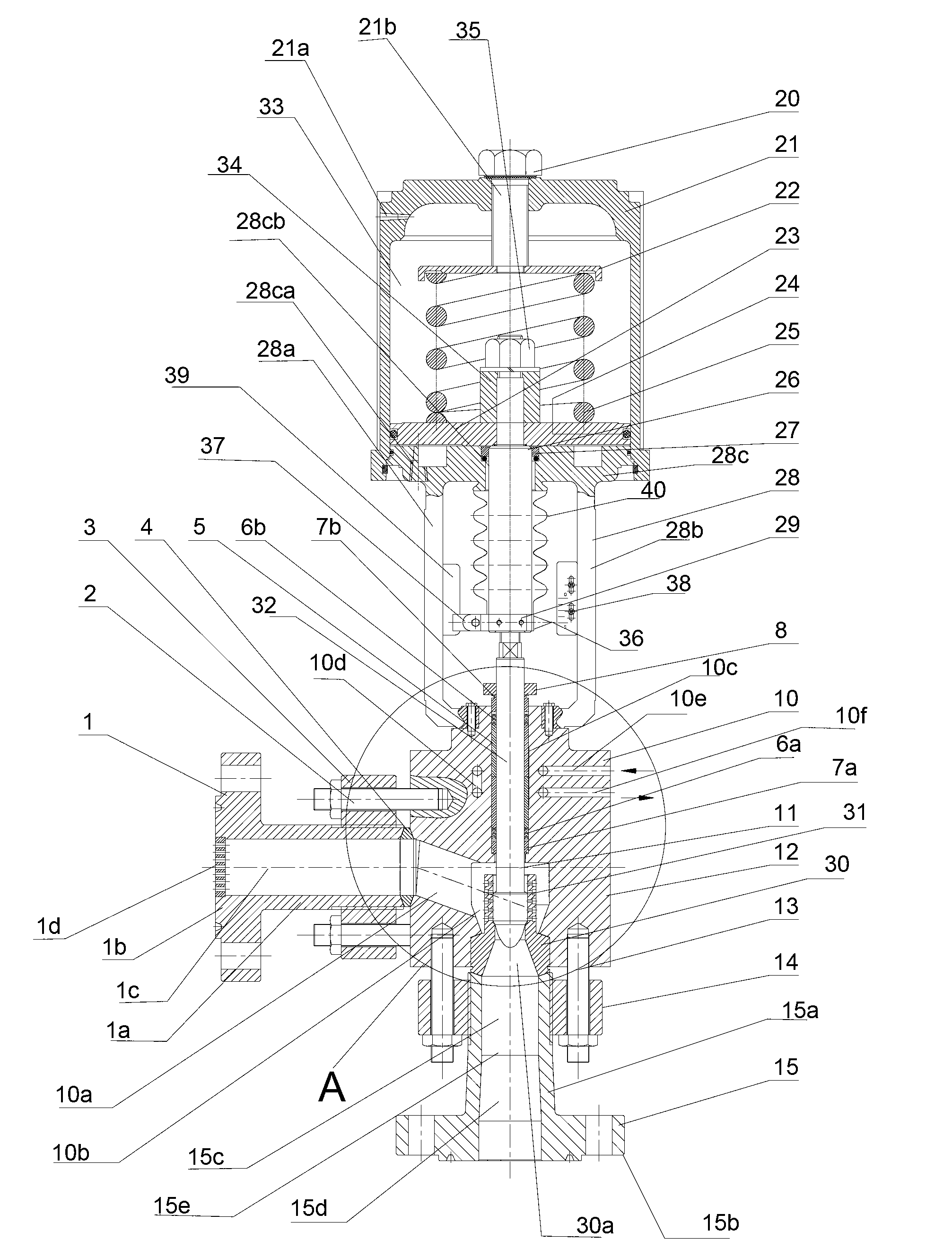 Pneumatic high pressure regulating valve