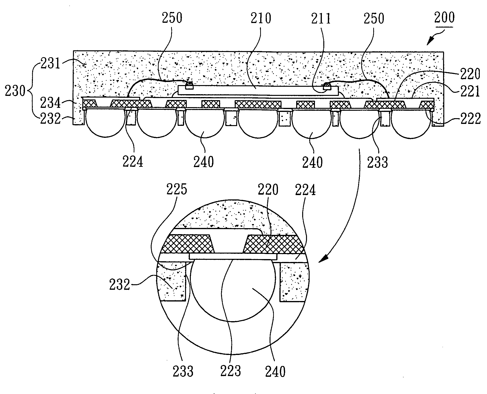 BGA package with encapsulation on bottom of substrate