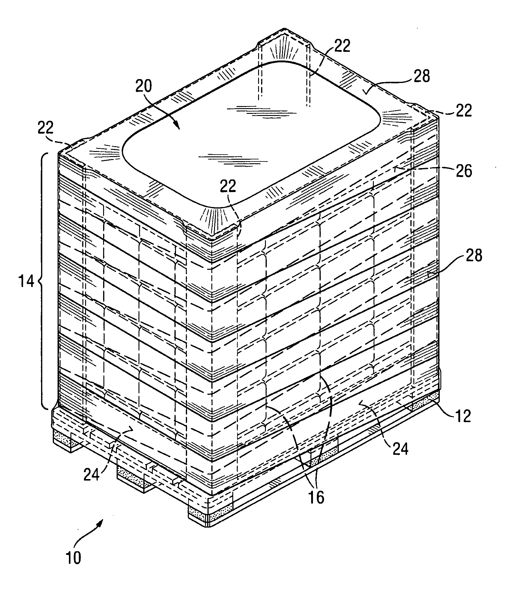 Unit load for the transport of absorbent hygiene articles