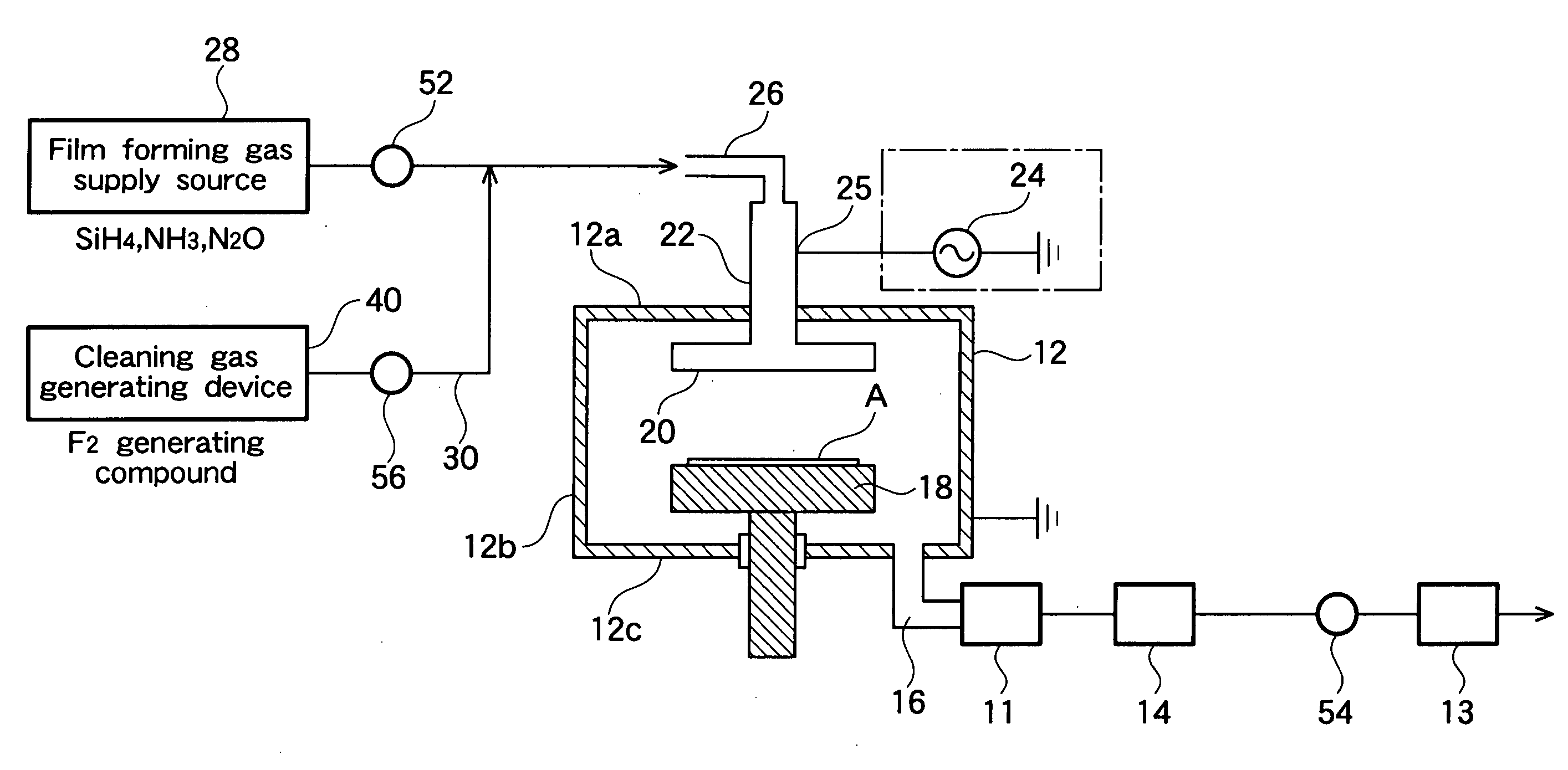 Cvd apparatus having means for cleaning with fluorine gas and method of cleaning cvd apparatus with fluorine gas