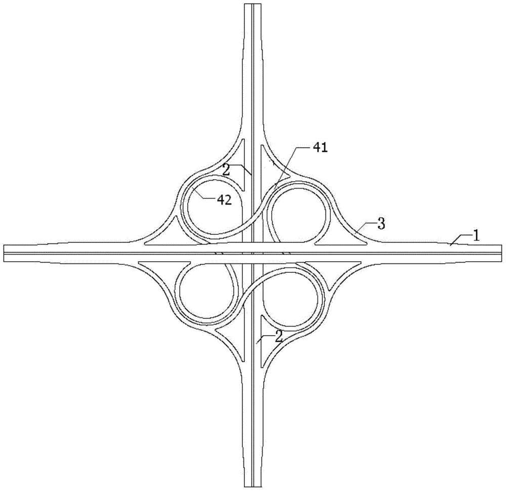 Alfalfa leaf type flyover crossing structure