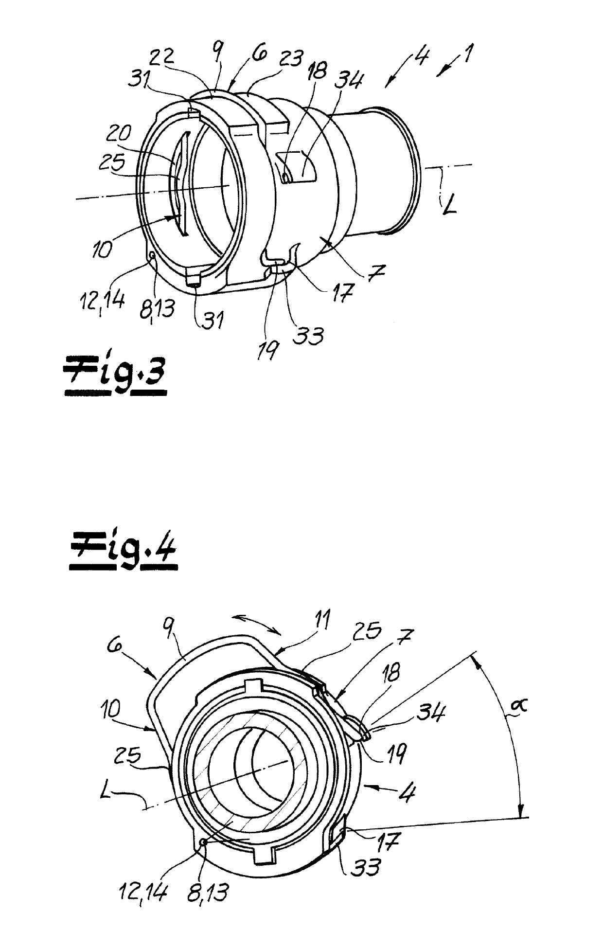 Connector for connection between two fluid-conveying elements