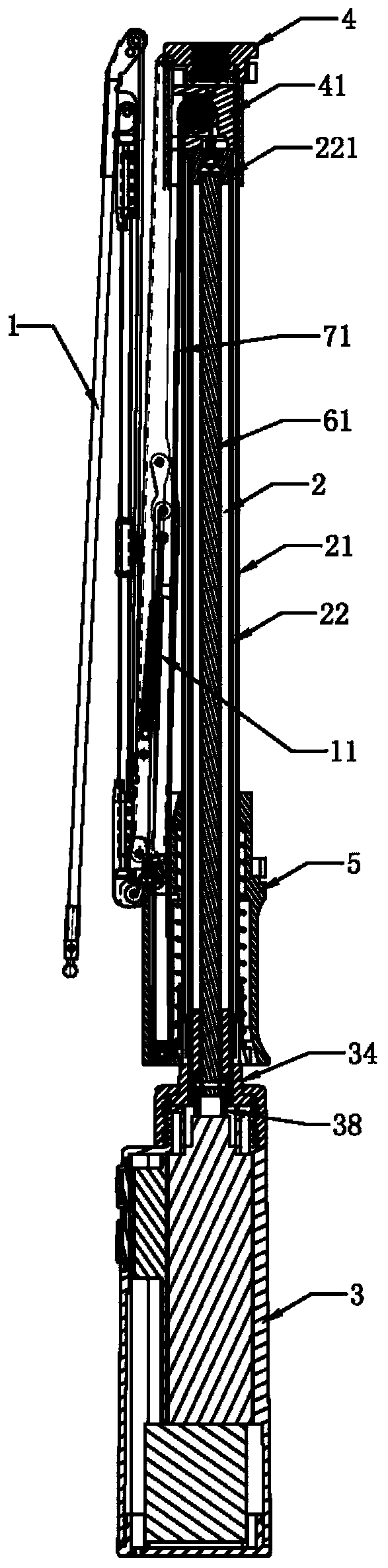 Three-folding electric umbrella with two-folding middle rod