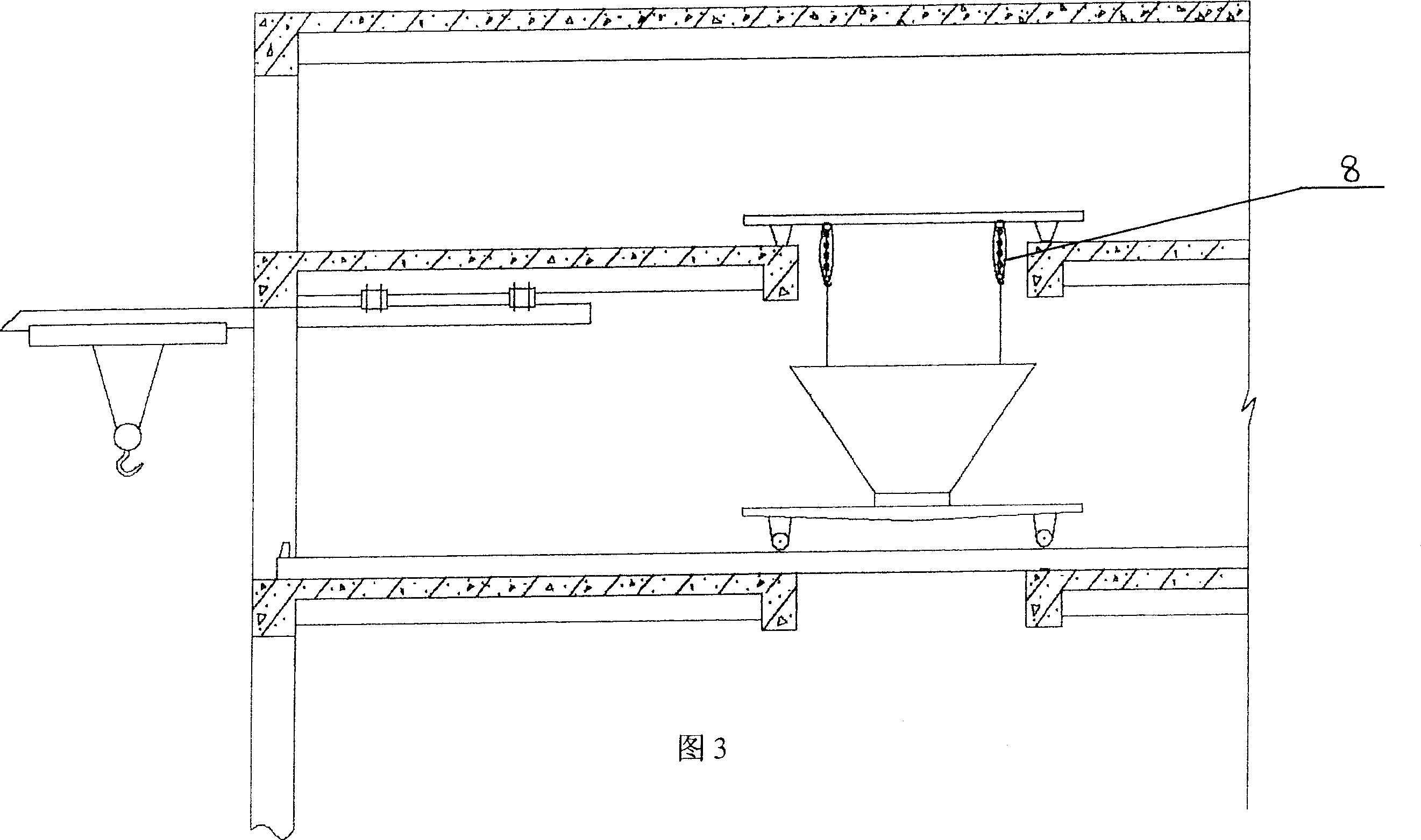 Construction technique for hoisting steel made coal hopper on-site