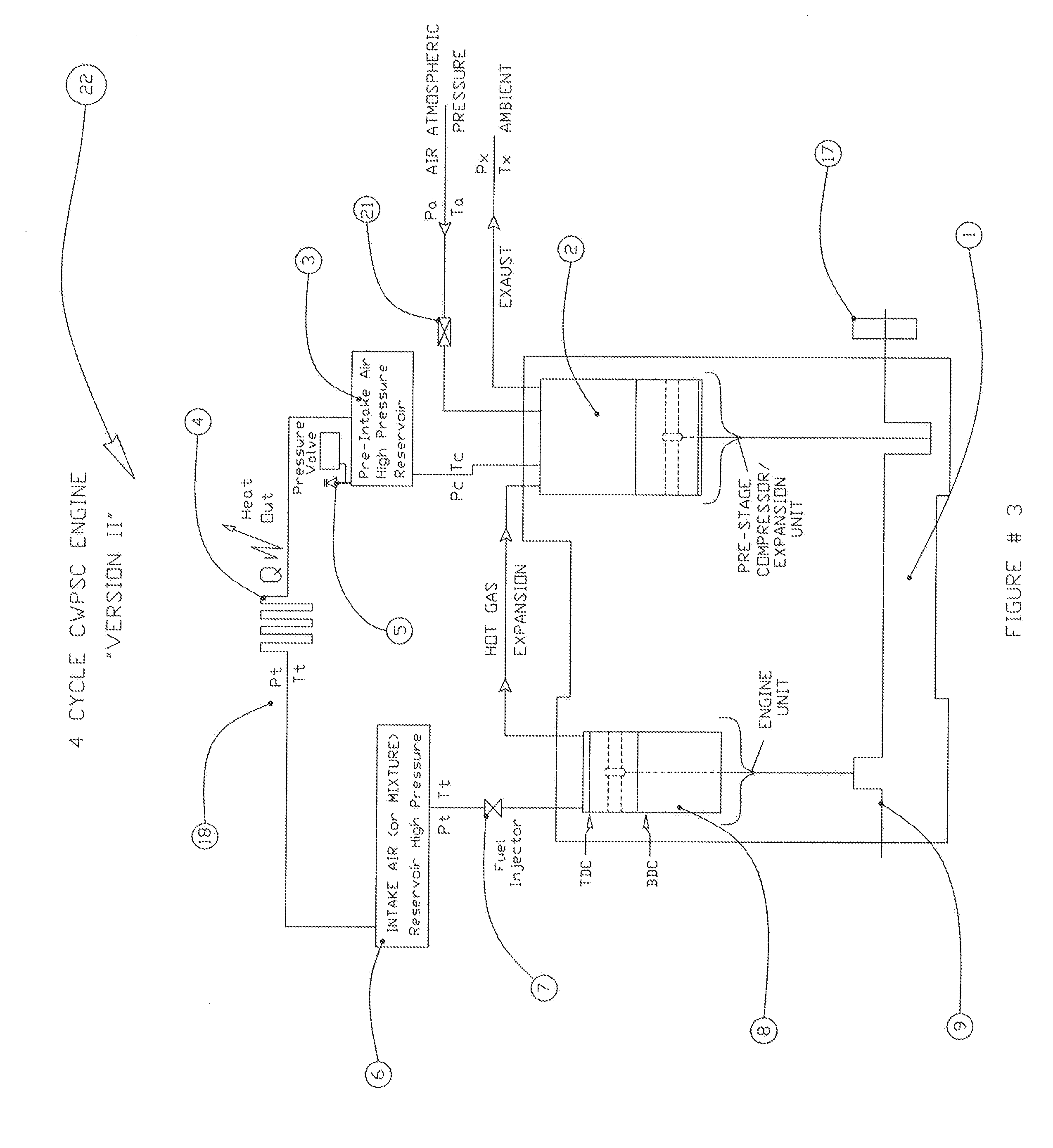 Four-Cycle Internal Combustion Engine with Pre-Stage Cooled Compression