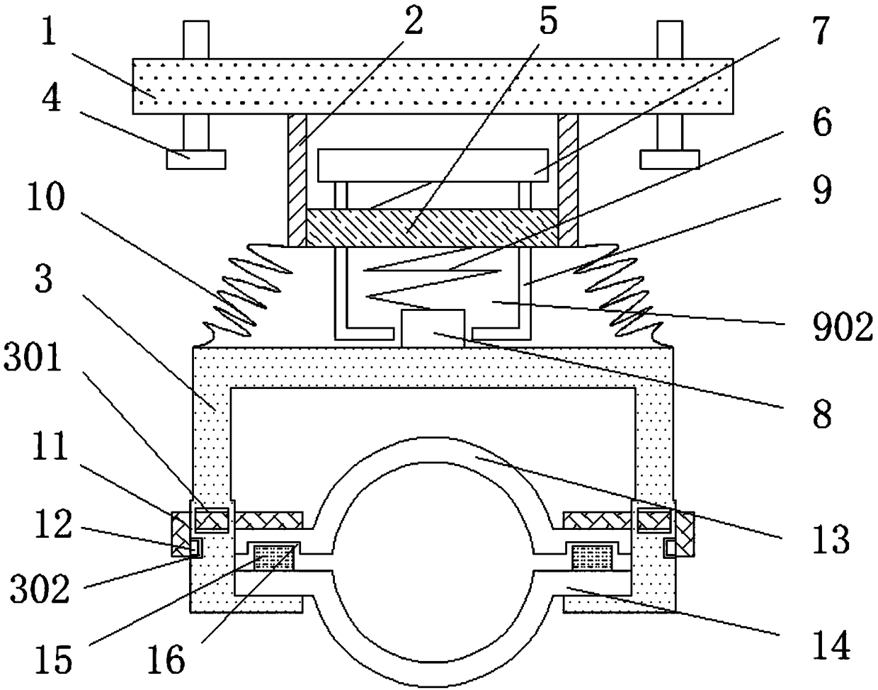 Novel anti-looseness single tube anti-seismic supporting hoisting device