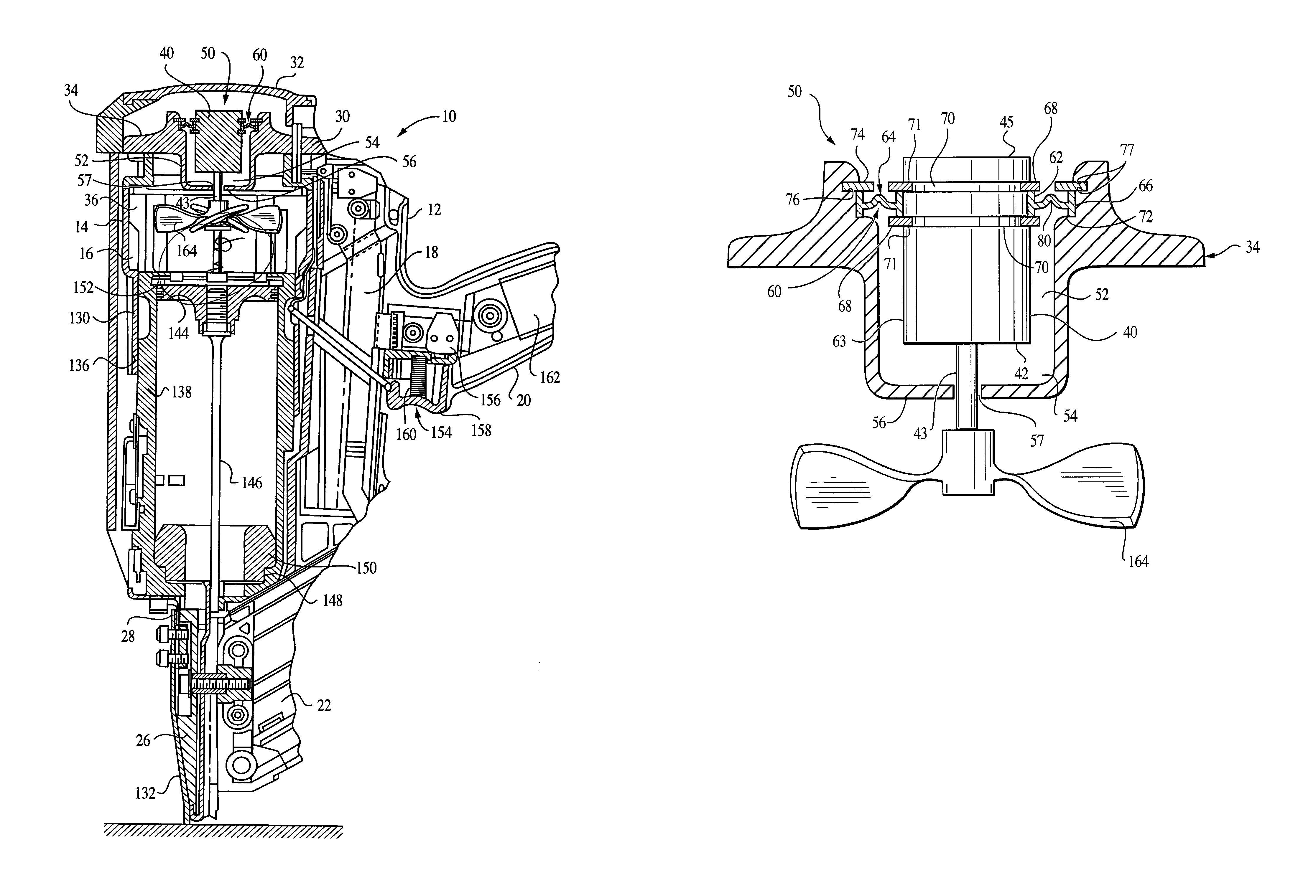 Fan motor suspension mount for a combustion-powered tool