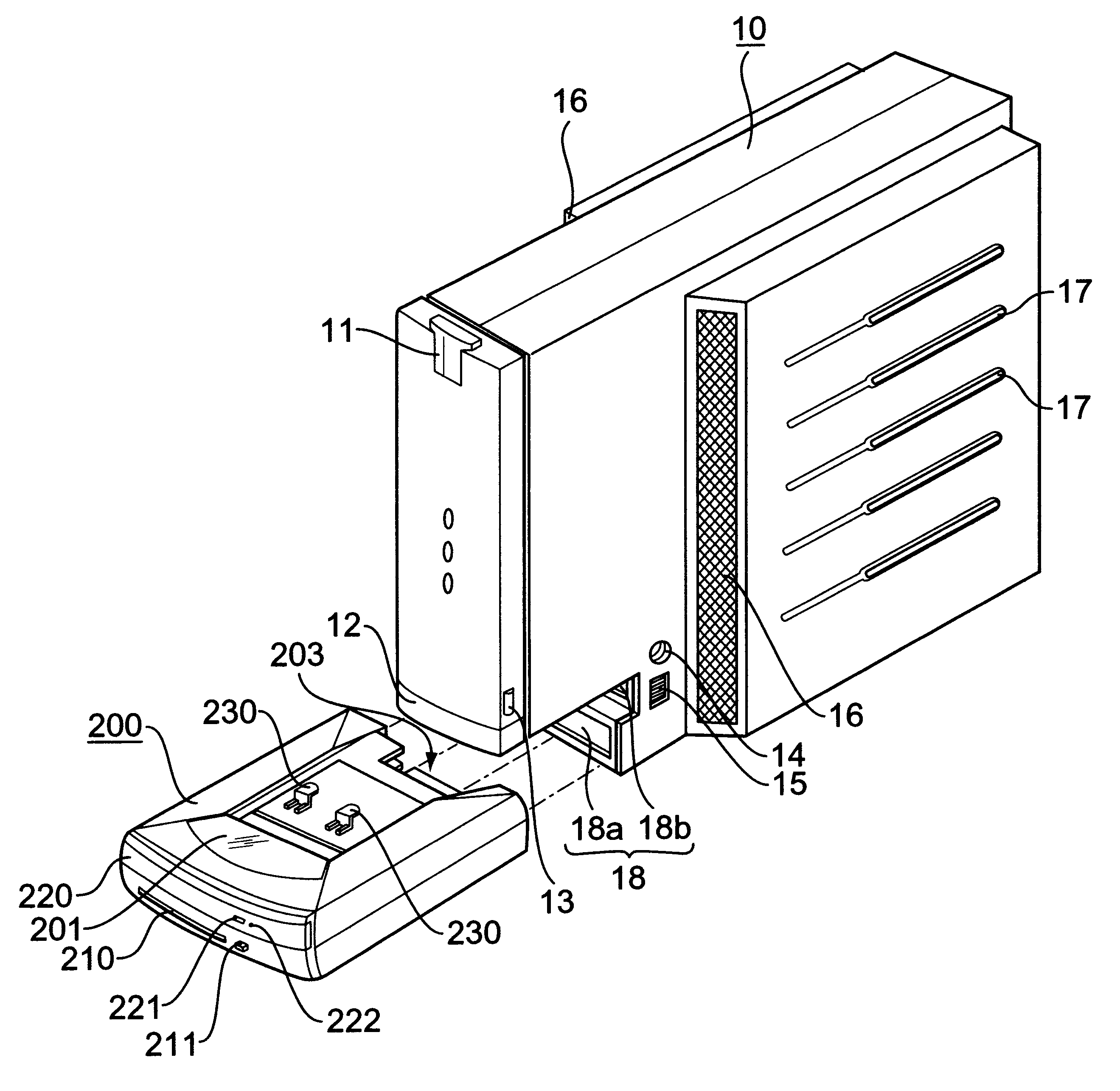 Computer having a drive unit unifying an FDD and a CD-Rom drive