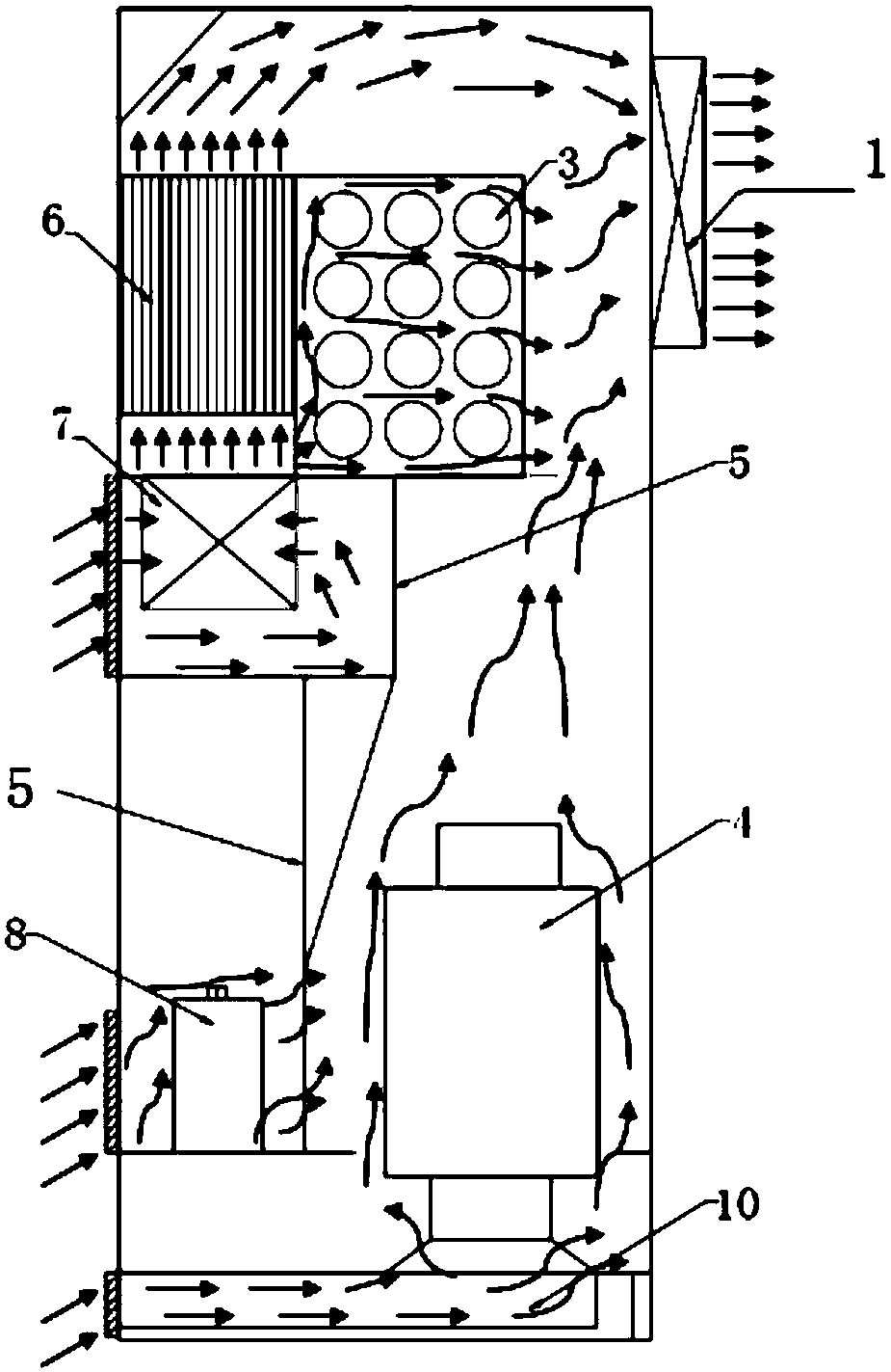 Power cabinet with partitioning heat dissipation function