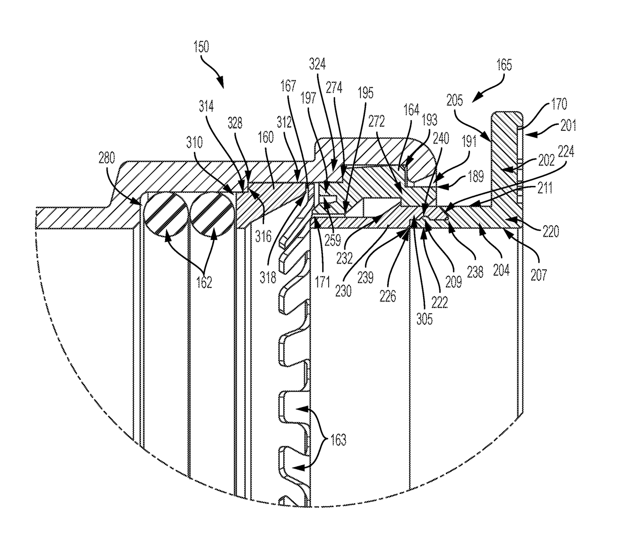 Push-to-connect fitting integrated packing arrangement, device and methods