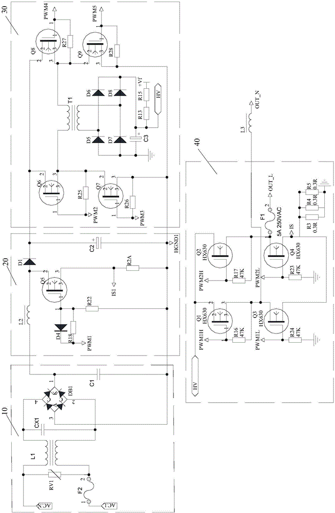 PFC dual-full-bridge-based intelligent sine wave voltage conversion circuit