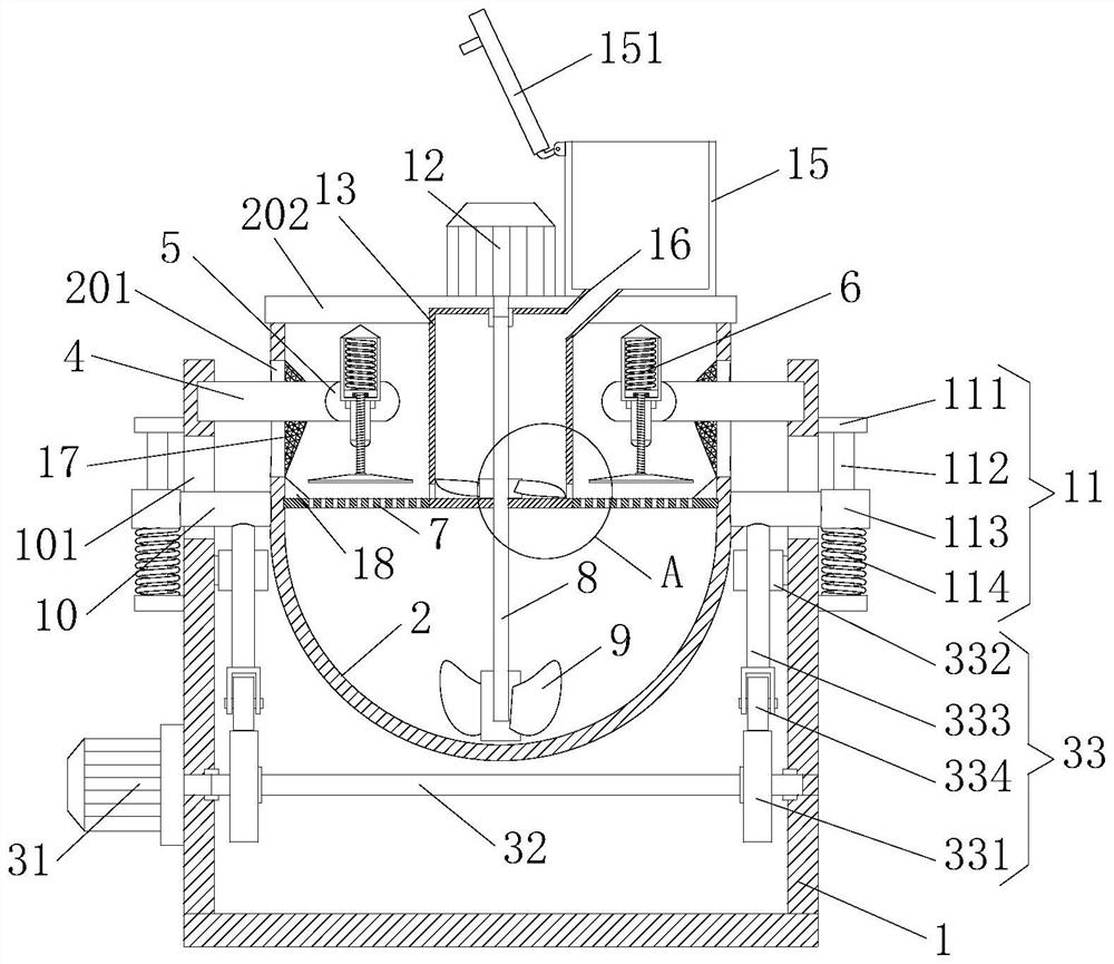 Food production raw material stirring device