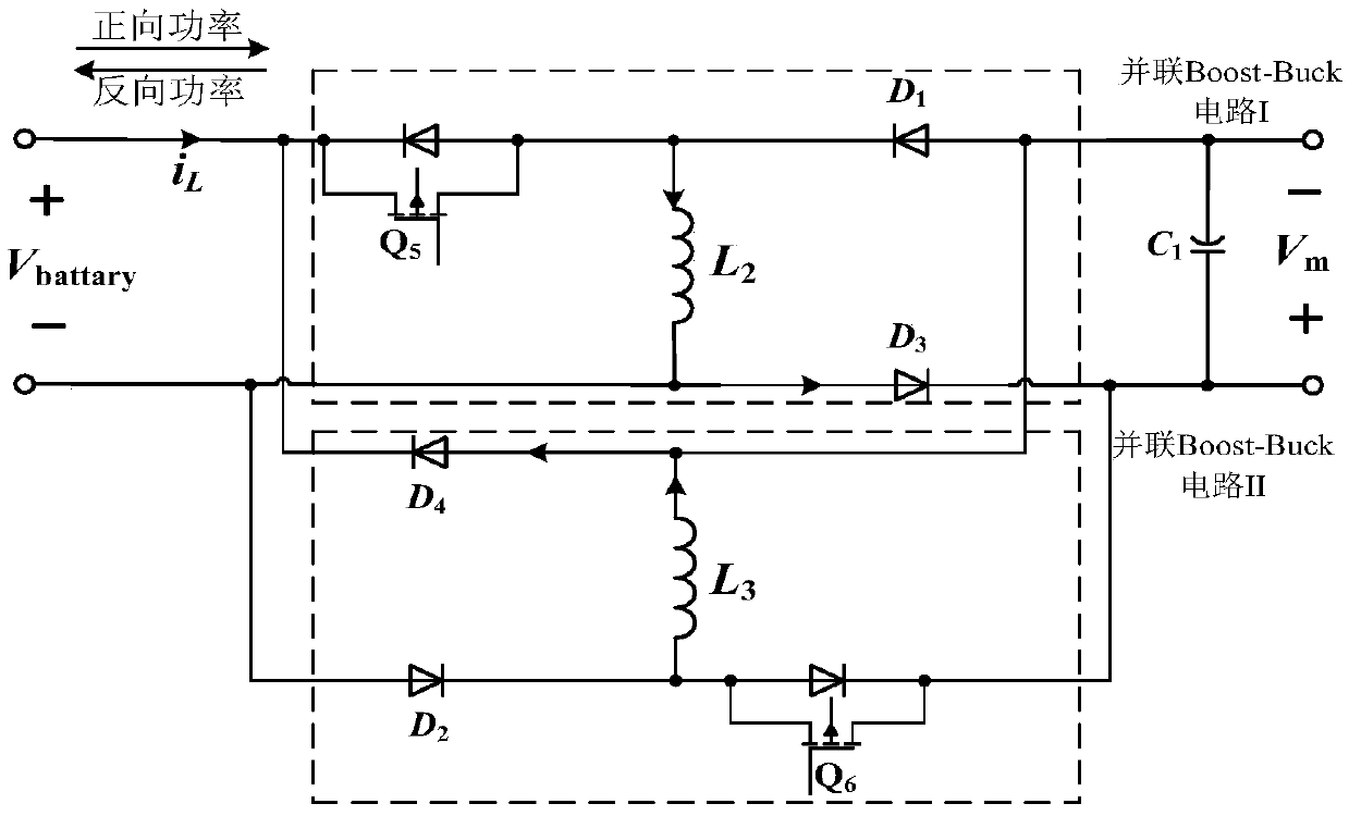 Buck-boost isolation type DC/DC circuit-based DC power spring topology and control method thereof