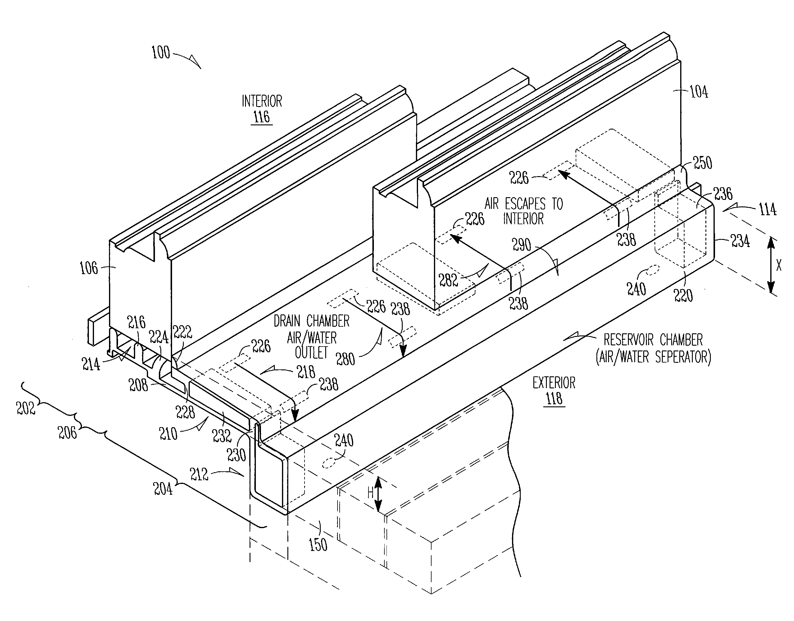 Low profile, self-draining threshold assemblies