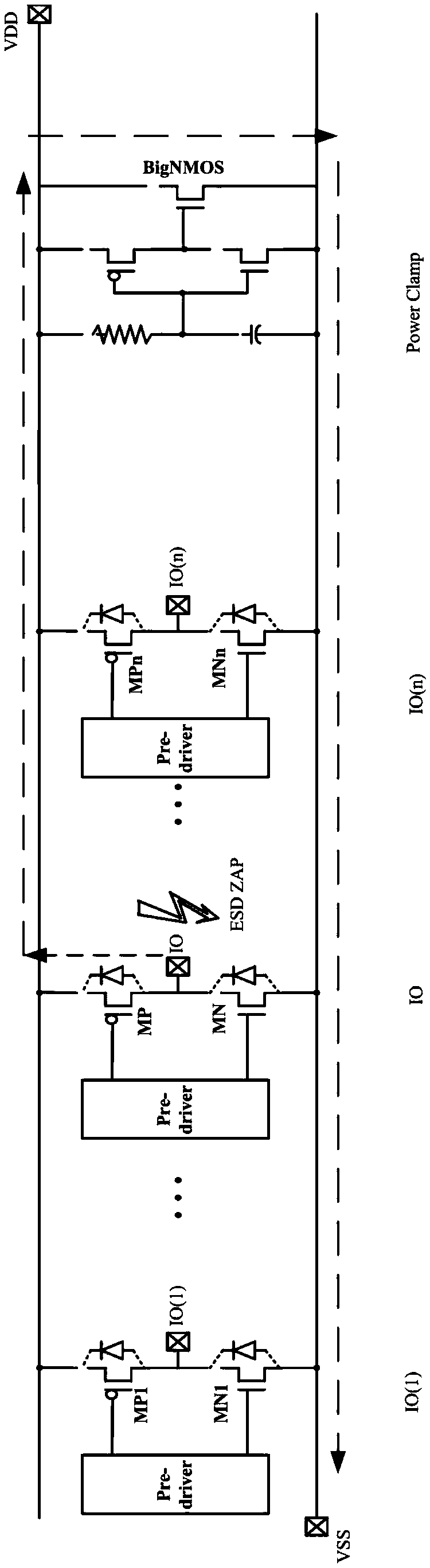 Full-chip electrostatic discharge network