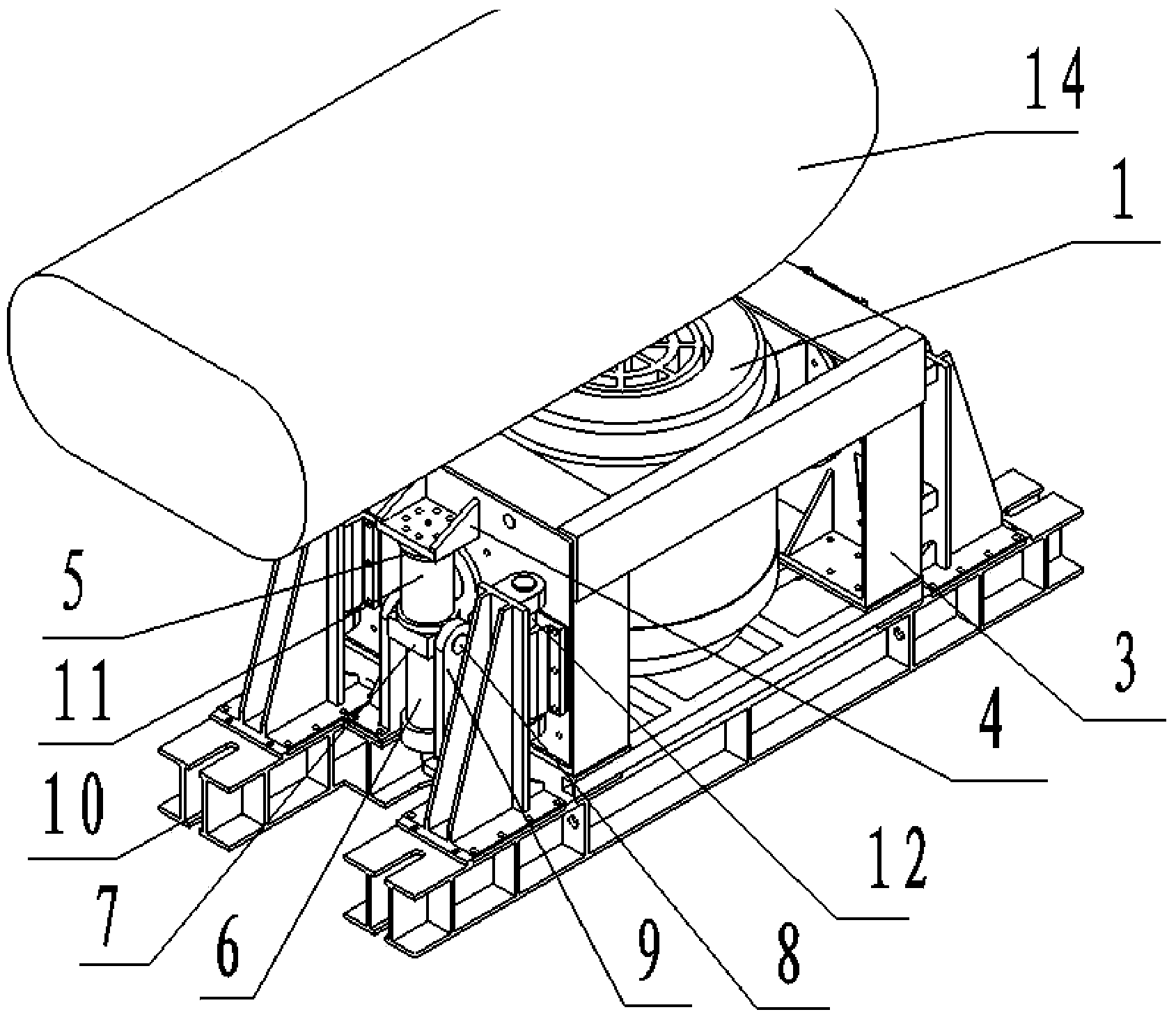 Aircraft rear body dynamic load follow-up loading testing device