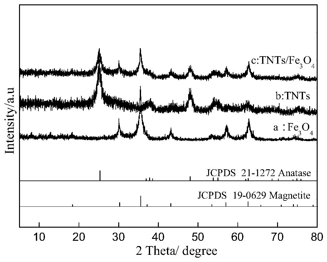 Defect type TNTs composite material capable of achieving magnetic separation and preparation method thereof