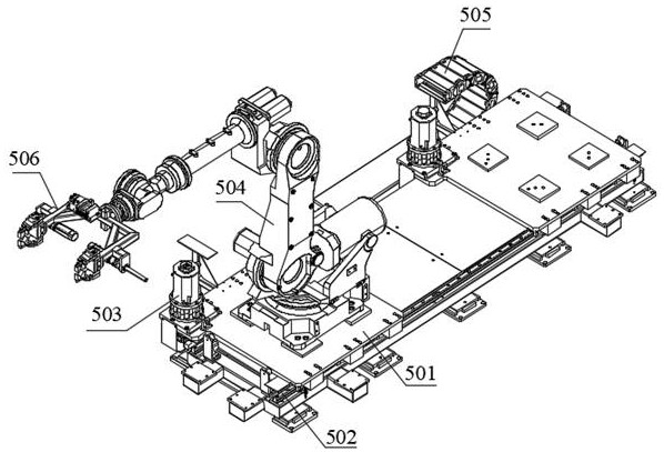 Robot flexible unit for clamping cantilever pipe fitting of overhead line system