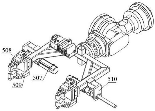 Robot flexible unit for clamping cantilever pipe fitting of overhead line system