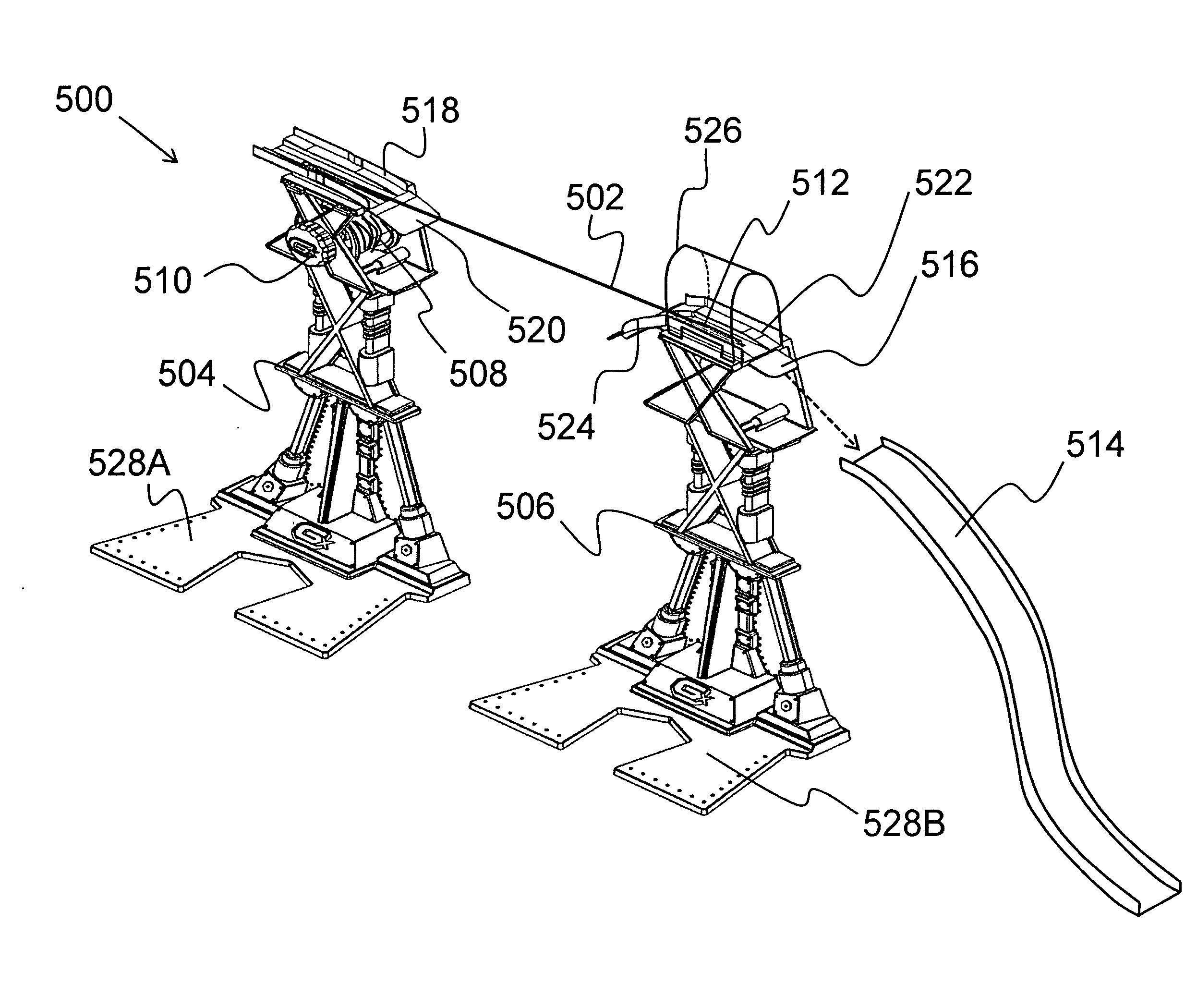 Track set with taut filament for use with a toy vehicle