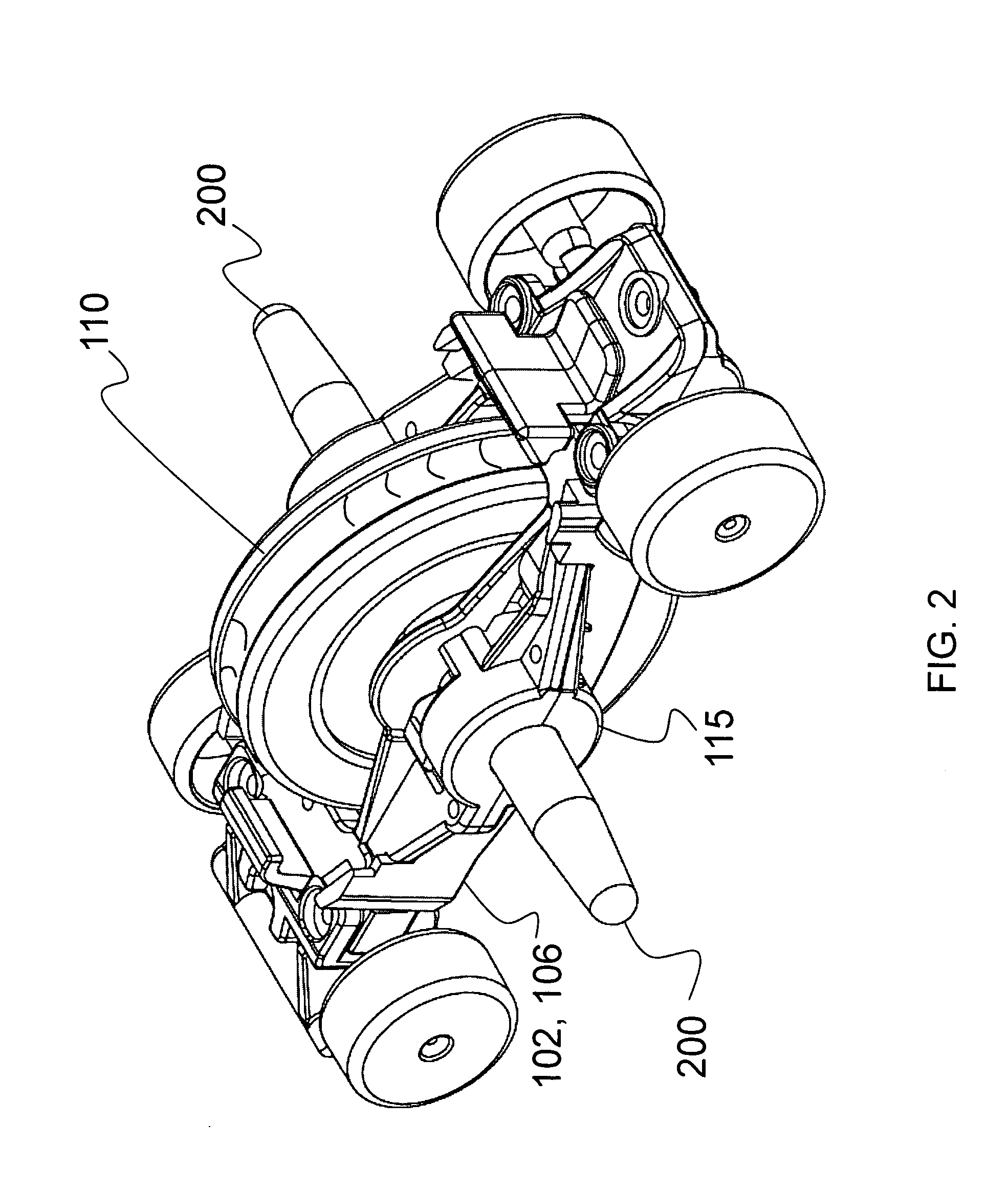 Track set with taut filament for use with a toy vehicle