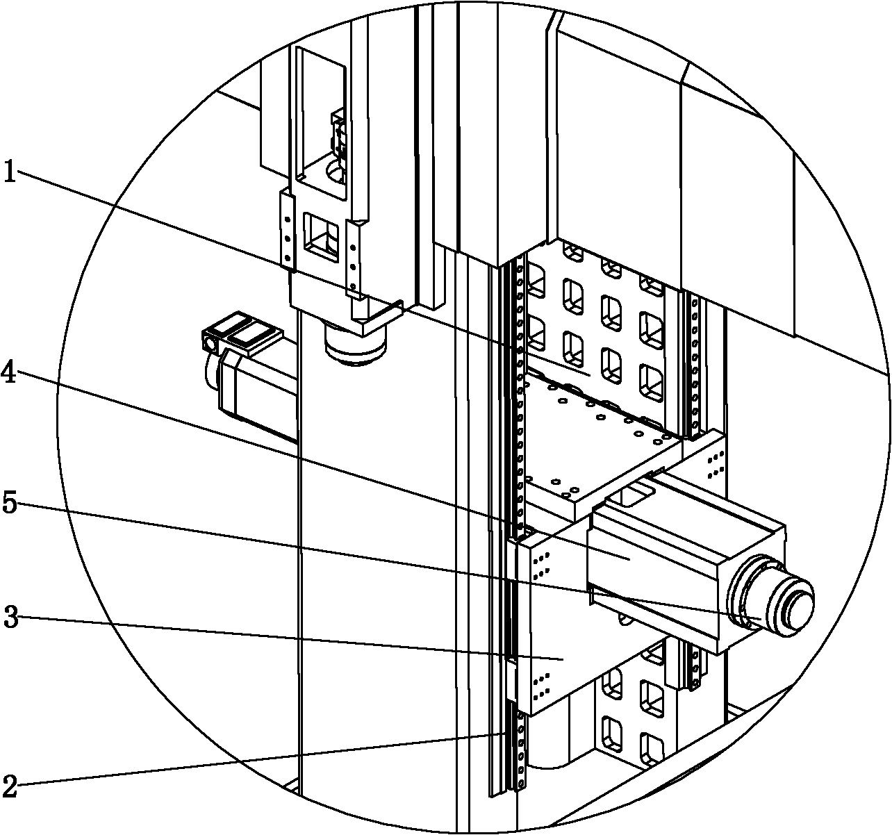 The side processing device of the milling machine with the frame type column and four guide rails