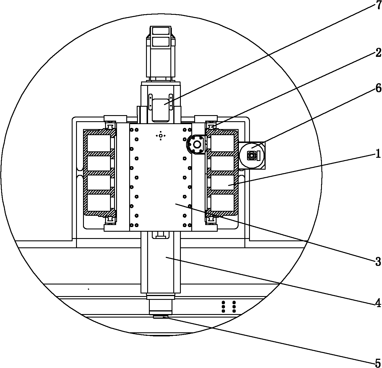 The side processing device of the milling machine with the frame type column and four guide rails