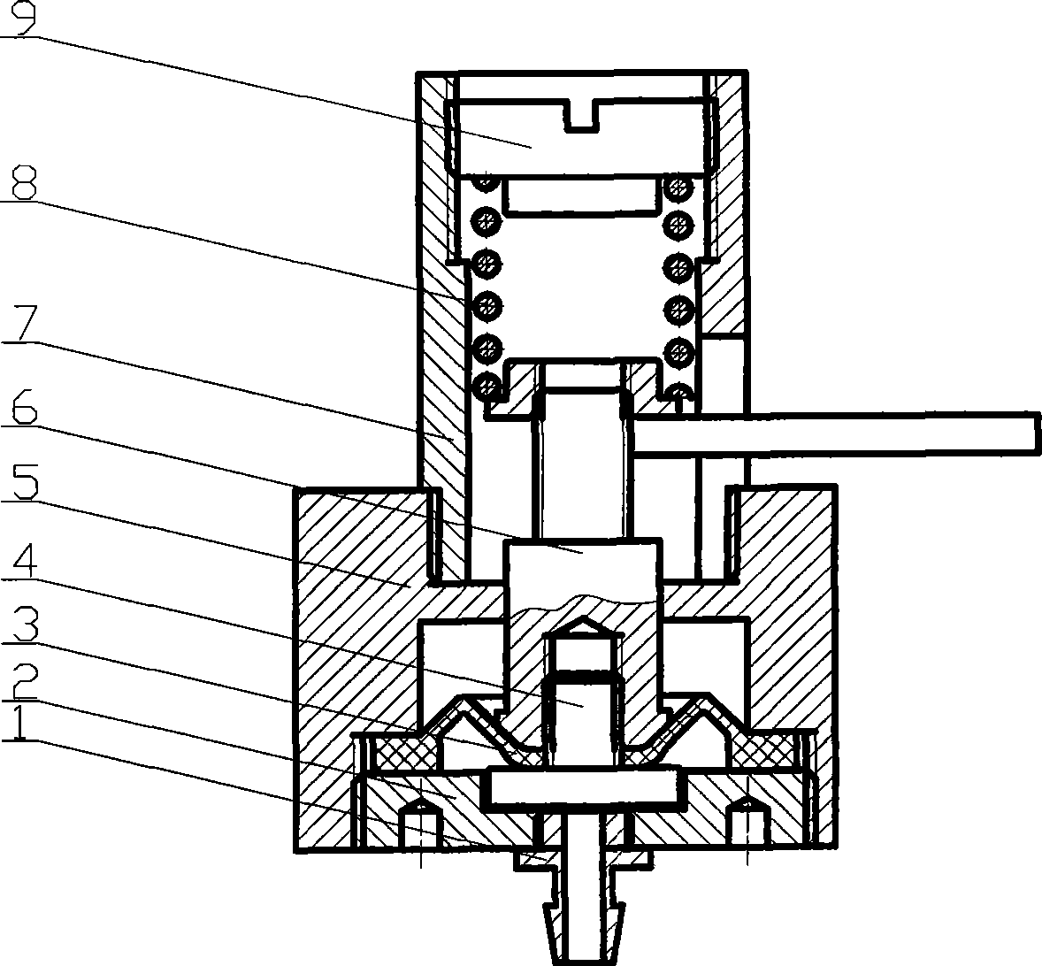 Pneumatic pressure low-pressure alarming device