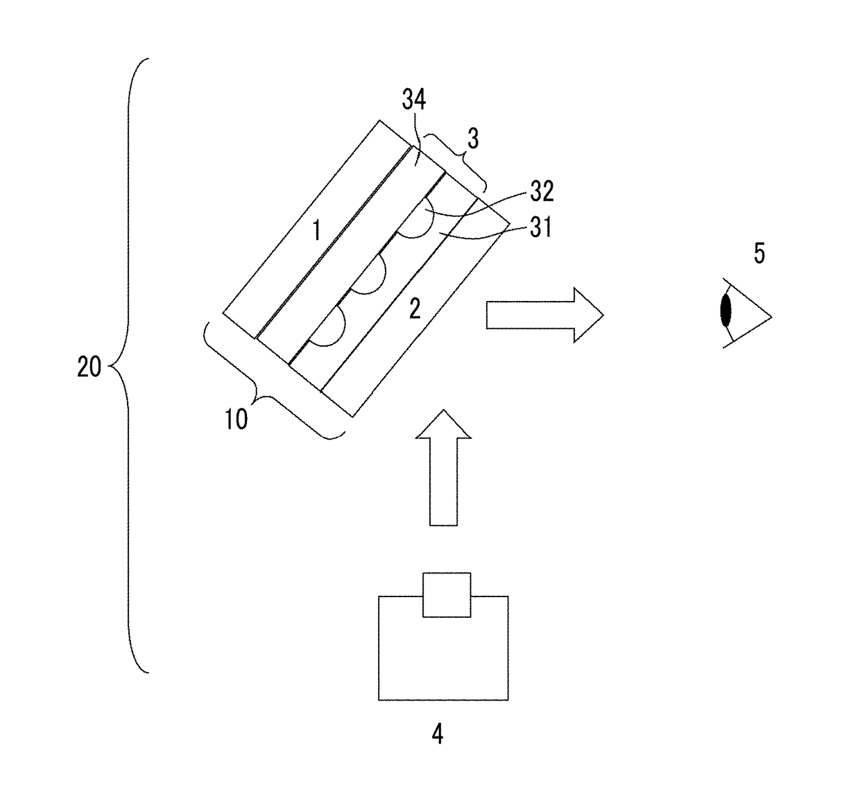 Member for displaying projected image and projection system