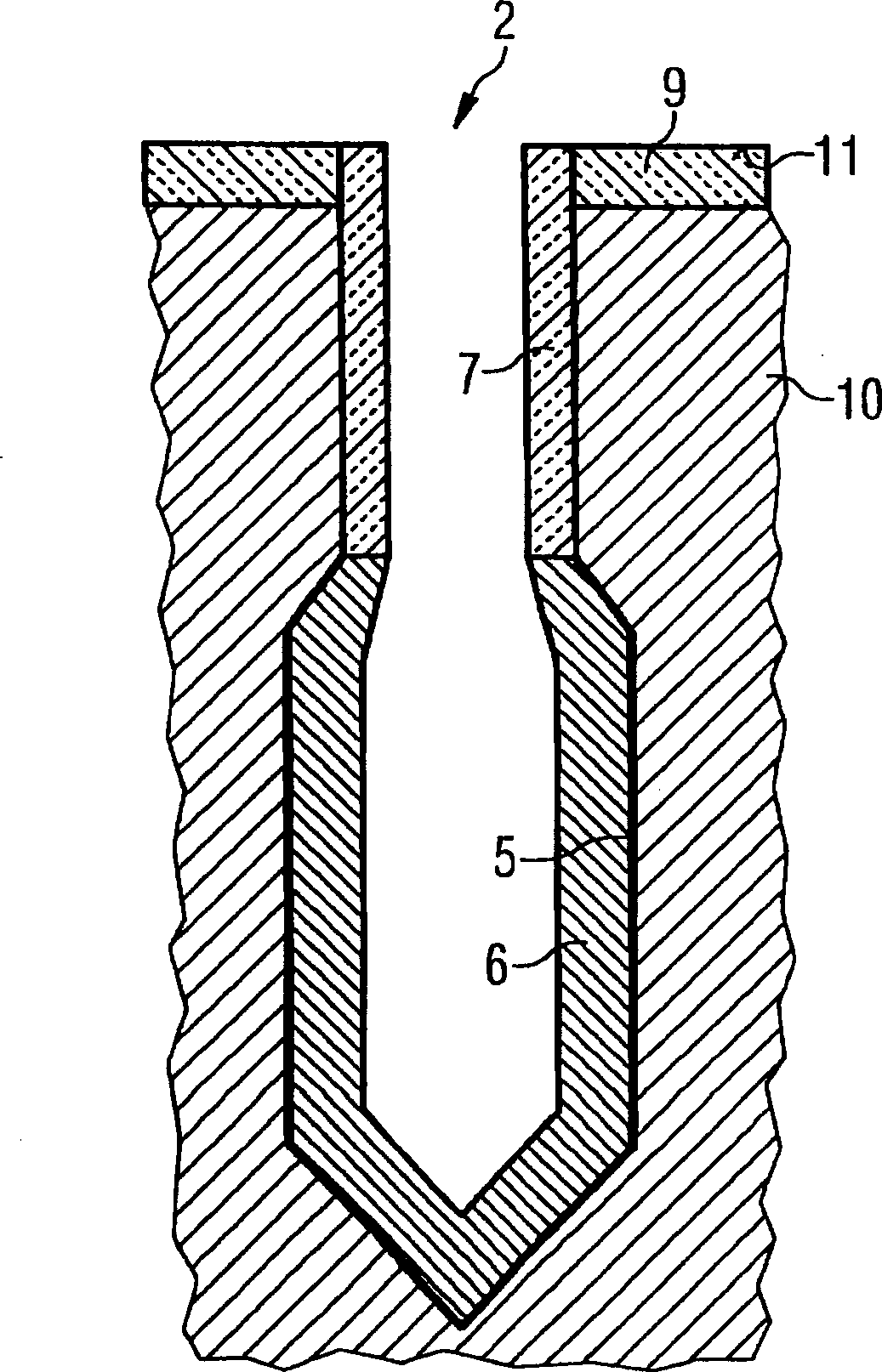 Groove capacitor and its manufacture