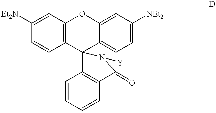 Photo-chemical generation of stable fluorescent derivatives of rhodamine B