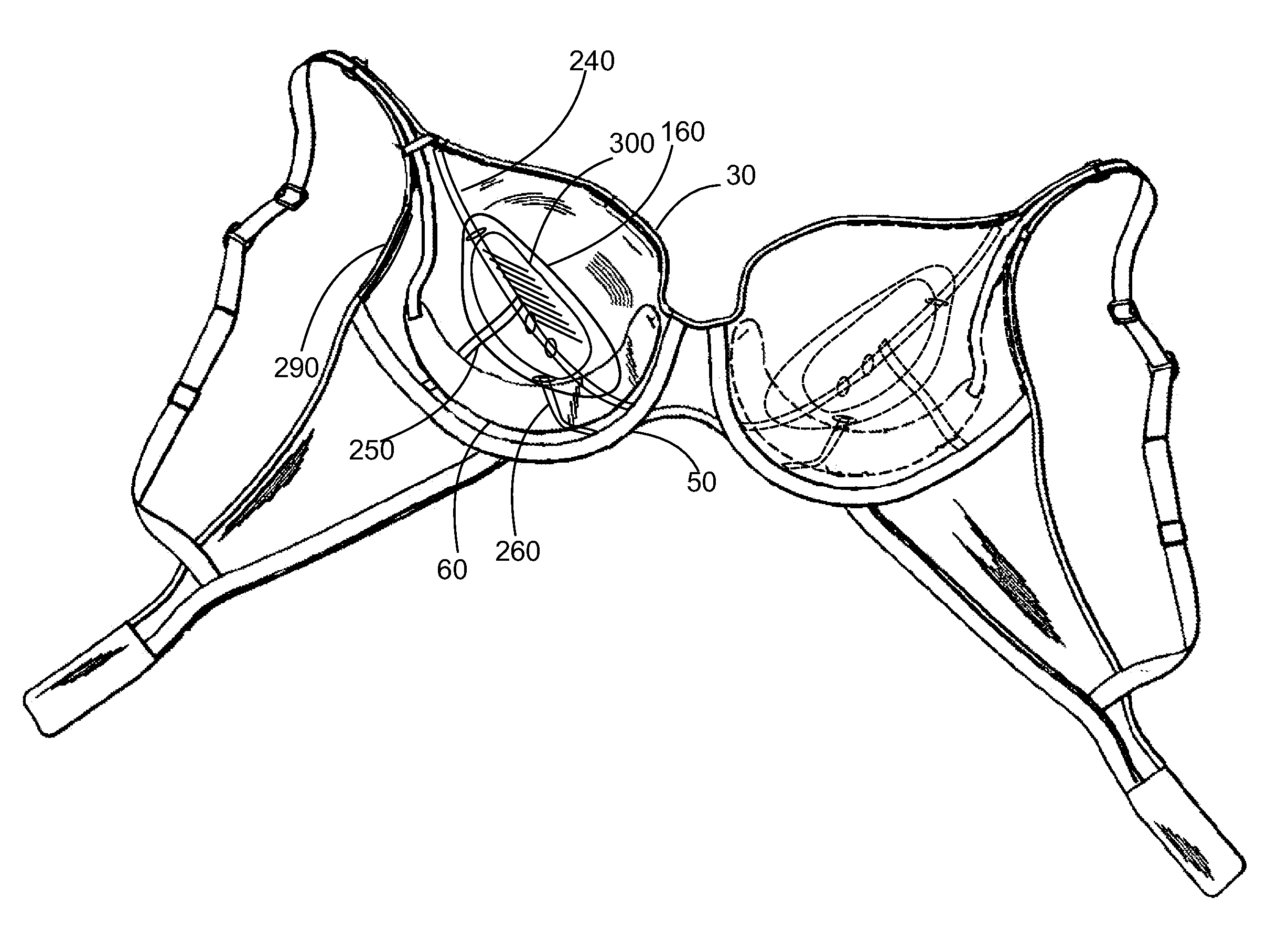 Adjustable breast positioning system for women's garment